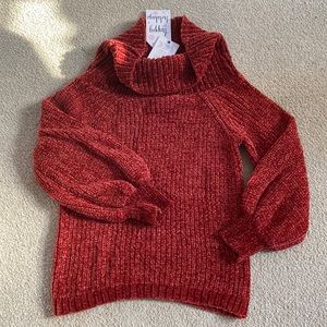 Pink Rose velour cowl neck sweater